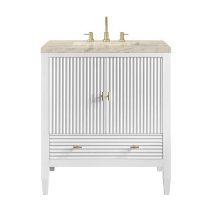 James Martin - Myrrin 30" Single Vanity, Bright White w/ 3 CM Tajnar Eclos Top - 485-V30-BW-3TJR view 2