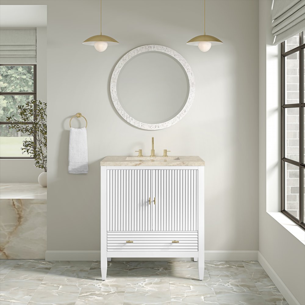 James Martin - Myrrin 30" Single Vanity, Bright White w/ 3 CM Tajnar Eclos Top - 485-V30-BW-3TJR view 5
