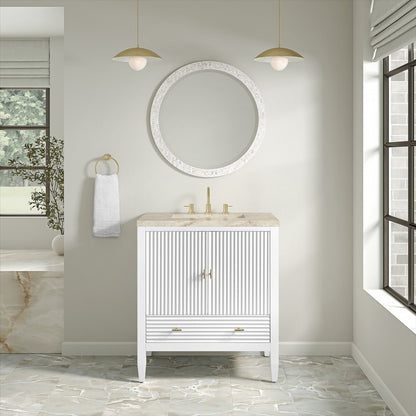 James Martin - Myrrin 30" Single Vanity, Bright White w/ 3 CM Tajnar Eclos Top - 485-V30-BW-3TJR view 5