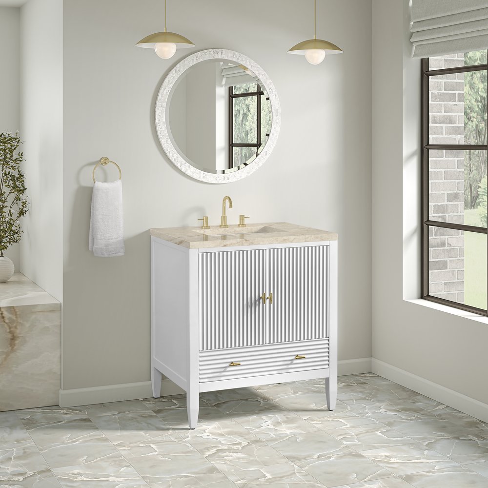 James Martin - Myrrin 30" Single Vanity, Bright White w/ 3 CM Tajnar Eclos Top - 485-V30-BW-3TJR view 6
