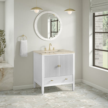 James Martin - Myrrin 30" Single Vanity, Bright White w/ 3 CM Tajnar Eclos Top - 485-V30-BW-3TJR view 7
