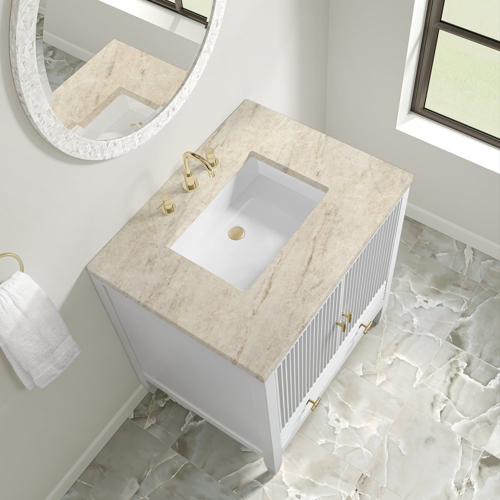 James Martin - Myrrin 30" Single Vanity, Bright White w/ 3 CM Tajnar Eclos Top - 485-V30-BW-3TJR view 11