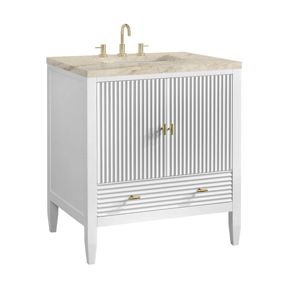 James Martin - Myrrin 30" Single Vanity, Bright White w/ 3 CM Tajnar Eclos Top - 485-V30-BW-3TJR view 14