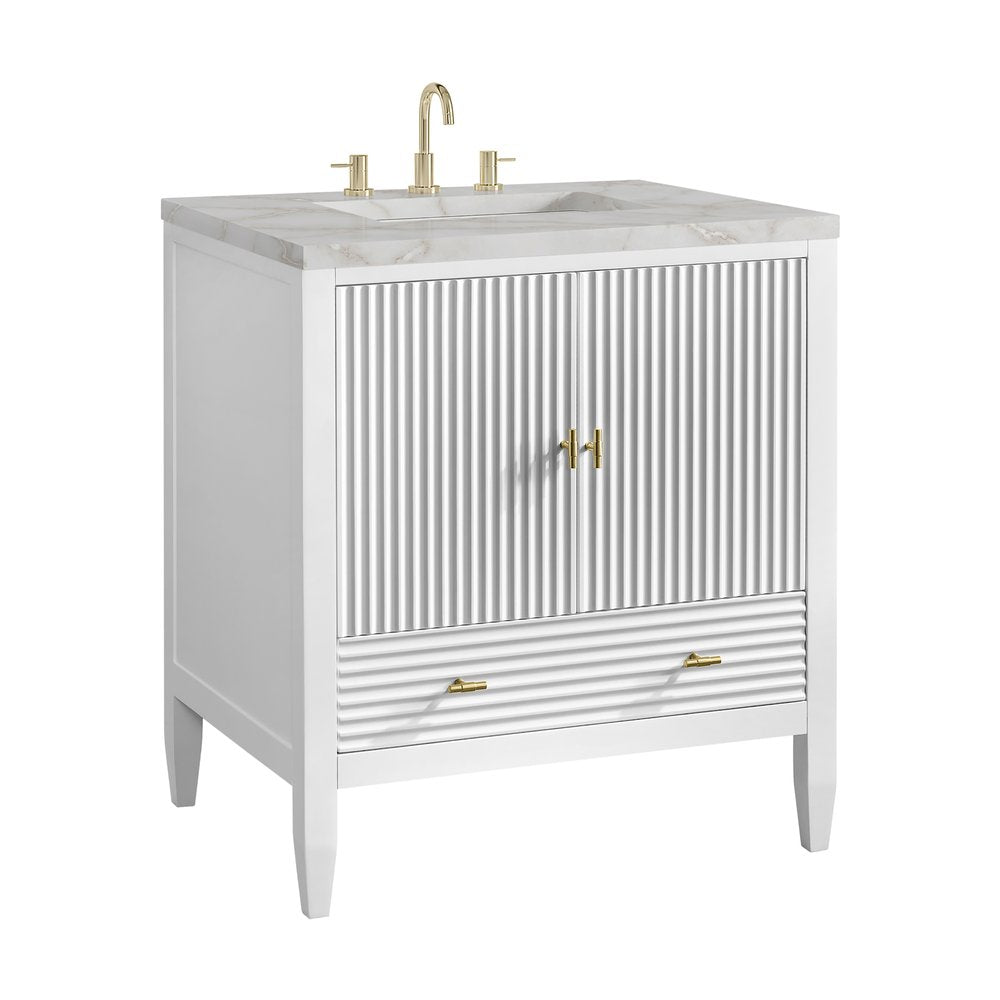 James Martin - Myrrin 30" Single Vanity, Bright White w/ 3 CM Victorian Silver Silestone Top - 485-V30-BW-3VSL view 10