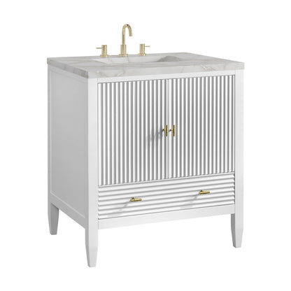 James Martin - Myrrin 30" Single Vanity, Bright White w/ 3 CM Victorian Silver Silestone Top - 485-V30-BW-3VSL view 10
