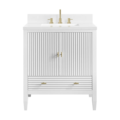 James Martin - Myrrin 30" Single Vanity, Bright White w/ 3 CM White Zeus Silestone Top - 485-V30-BW-3WZ view 2