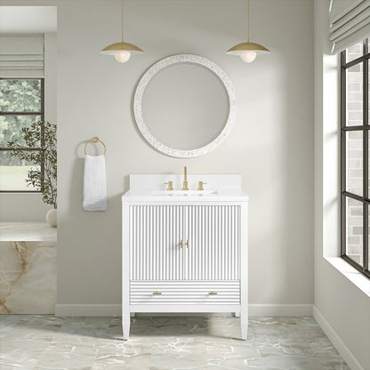 James Martin - Myrrin 30" Single Vanity, Bright White w/ 3 CM White Zeus Silestone Top - 485-V30-BW-3WZ view 6