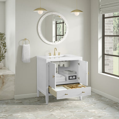 James Martin - Myrrin 30" Single Vanity, Bright White w/ 3 CM White Zeus Silestone Top - 485-V30-BW-3WZ view 8