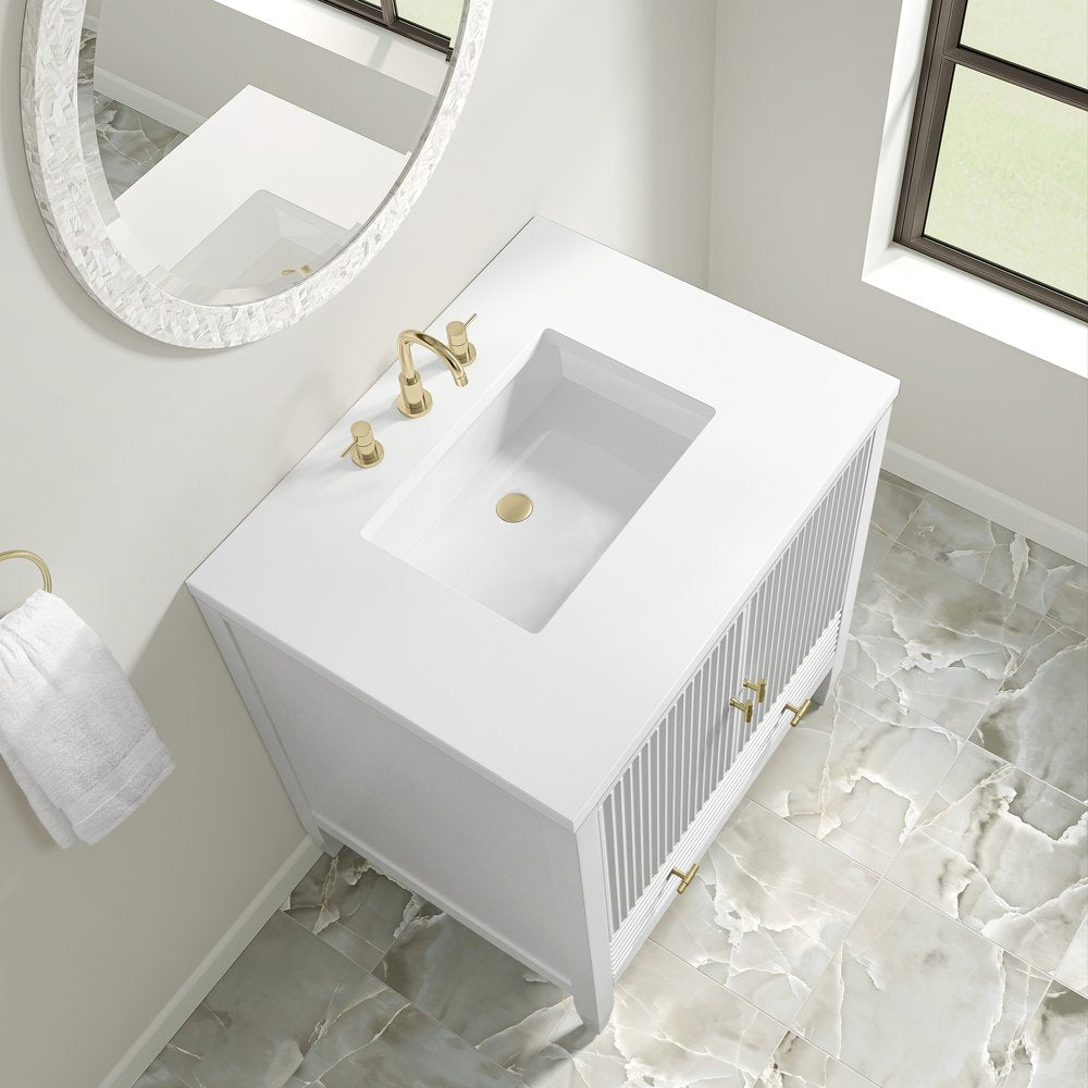 James Martin - Myrrin 30" Single Vanity, Bright White w/ 3 CM White Zeus Silestone Top - 485-V30-BW-3WZ view 11