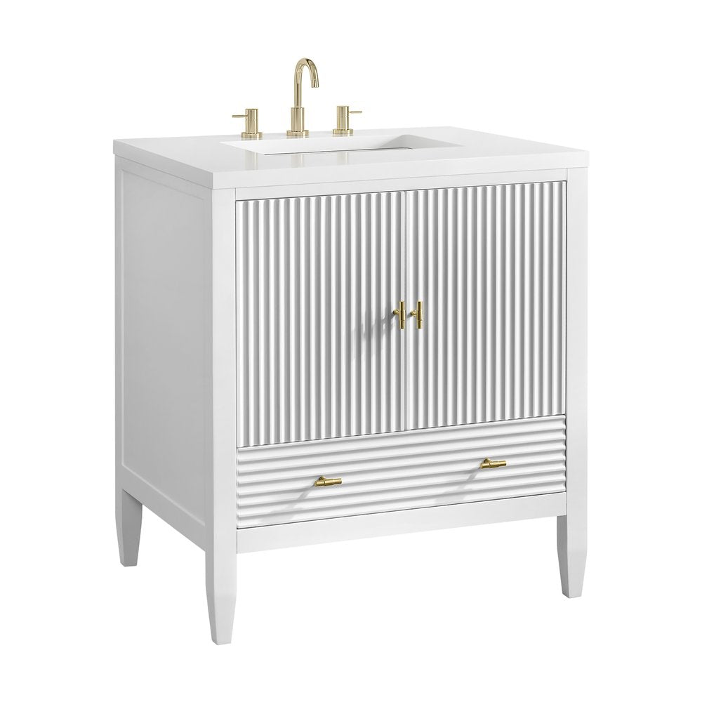 James Martin - Myrrin 30" Single Vanity, Bright White w/ 3 CM White Zeus Silestone Top - 485-V30-BW-3WZ view 14