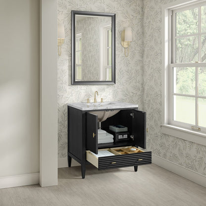 James Martin - Myrrin 30" Single Vanity, Carbon Oak w/ 3 CM Carrara Marble Top - 485-V30-CBO-3CAR view 5