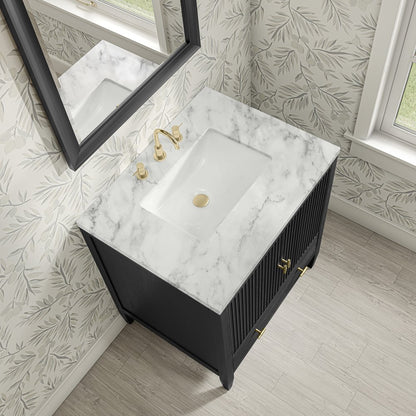 James Martin - Myrrin 30" Single Vanity, Carbon Oak w/ 3 CM Carrara Marble Top - 485-V30-CBO-3CAR view 7
