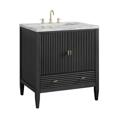 James Martin - Myrrin 30" Single Vanity, Carbon Oak w/ 3 CM Carrara Marble Top - 485-V30-CBO-3CAR view 10