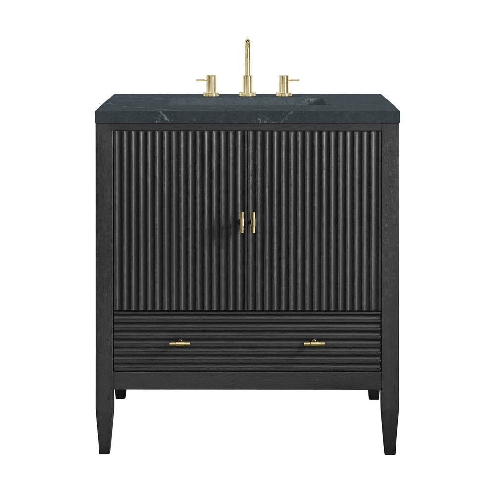 James Martin - Myrrin 30" Single Vanity, Carbon Oak w/ 3 CM Charcoal Soapstone Silestone Top - 485-V30-CBO-3CSP view 1
