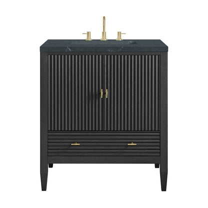 James Martin - Myrrin 30" Single Vanity, Carbon Oak w/ 3 CM Charcoal Soapstone Silestone Top - 485-V30-CBO-3CSP view 1