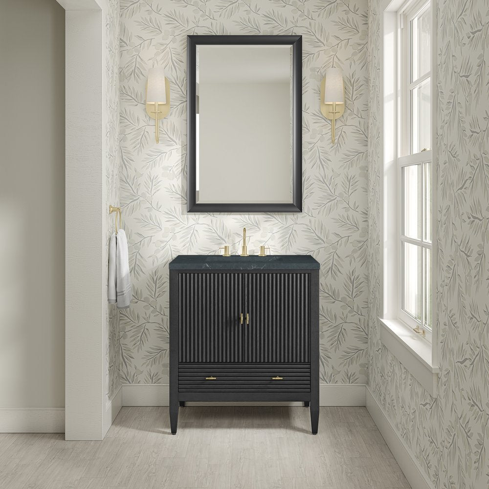 James Martin - Myrrin 30" Single Vanity, Carbon Oak w/ 3 CM Charcoal Soapstone Silestone Top - 485-V30-CBO-3CSP view 3