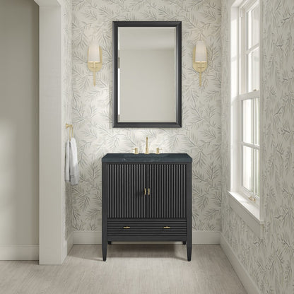 James Martin - Myrrin 30" Single Vanity, Carbon Oak w/ 3 CM Charcoal Soapstone Silestone Top - 485-V30-CBO-3CSP view 3