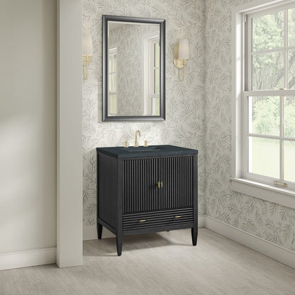 James Martin - Myrrin 30" Single Vanity, Carbon Oak w/ 3 CM Charcoal Soapstone Silestone Top - 485-V30-CBO-3CSP view 4
