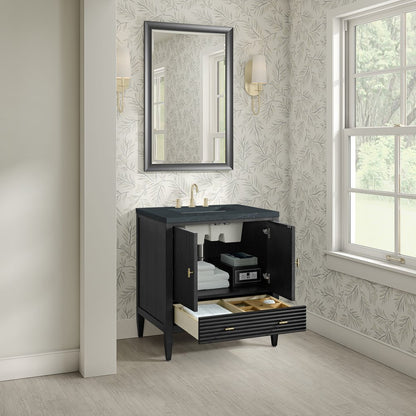 James Martin - Myrrin 30" Single Vanity, Carbon Oak w/ 3 CM Charcoal Soapstone Silestone Top - 485-V30-CBO-3CSP view 5
