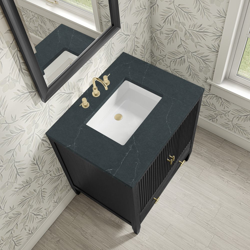James Martin - Myrrin 30" Single Vanity, Carbon Oak w/ 3 CM Charcoal Soapstone Silestone Top - 485-V30-CBO-3CSP view 7