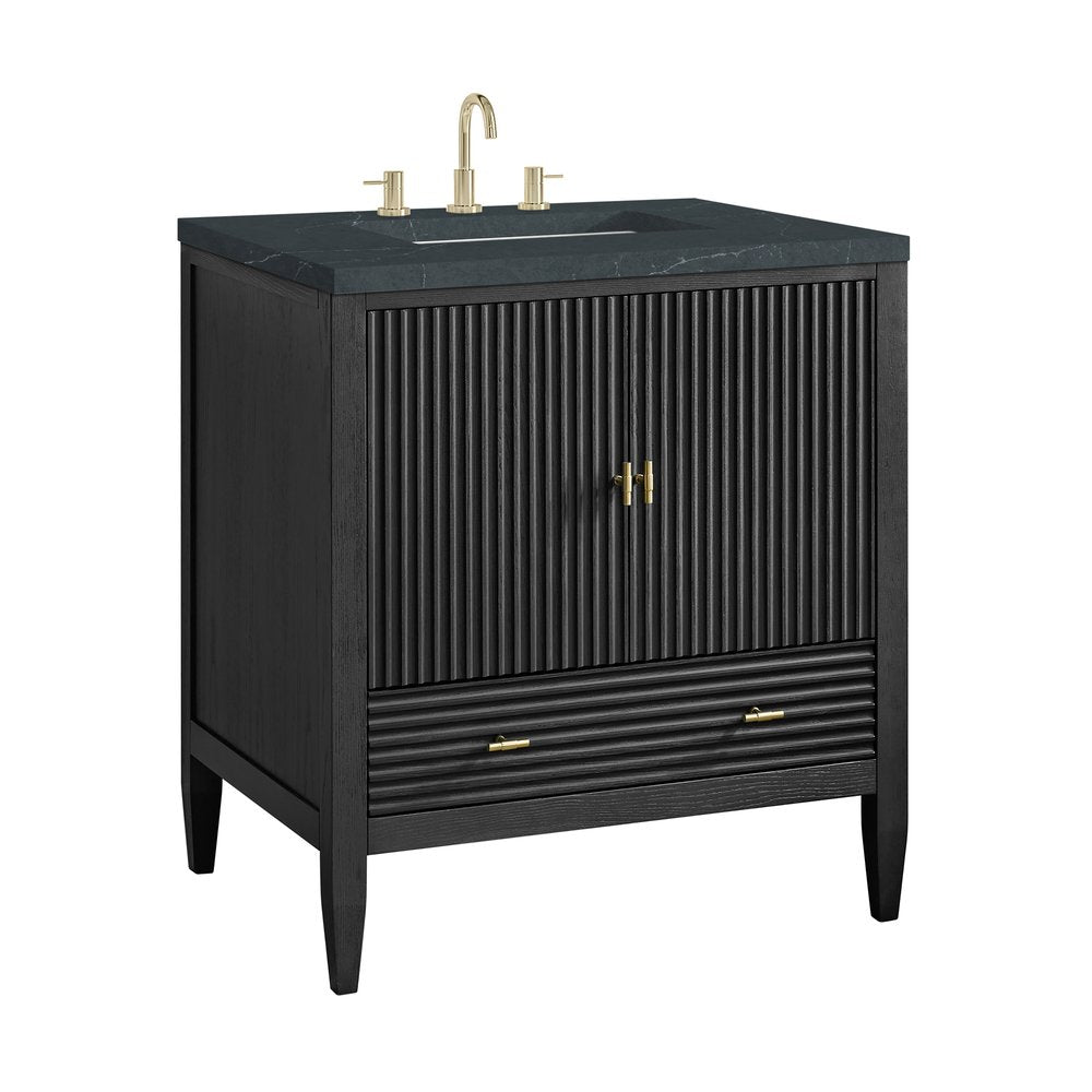 James Martin - Myrrin 30" Single Vanity, Carbon Oak w/ 3 CM Charcoal Soapstone Silestone Top - 485-V30-CBO-3CSP view 10