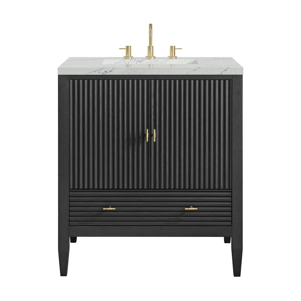 James Martin - Myrrin 30" Single Vanity, Carbon Oak w/ 3 CM Ethereal Noctis Silestone Top - 485-V30-CBO-3ENC view 1
