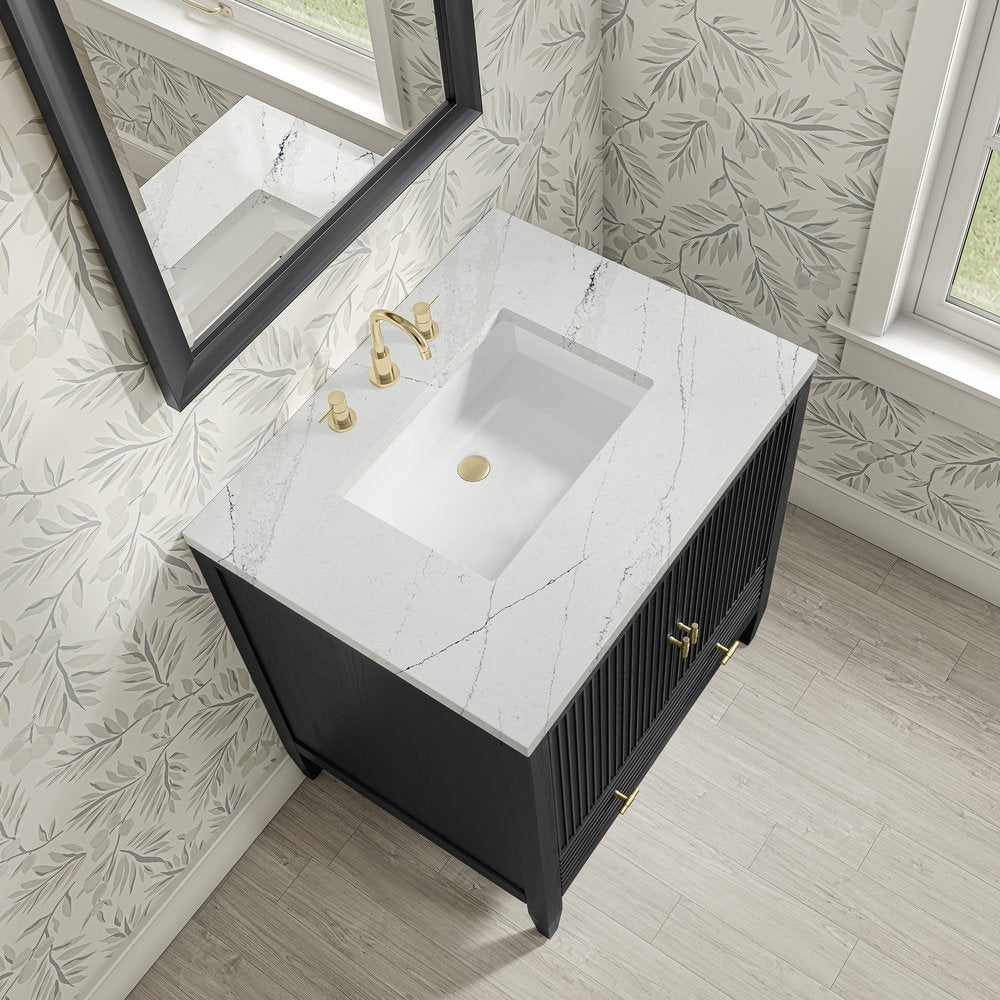 James Martin - Myrrin 30" Single Vanity, Carbon Oak w/ 3 CM Ethereal Noctis Silestone Top - 485-V30-CBO-3ENC view 7