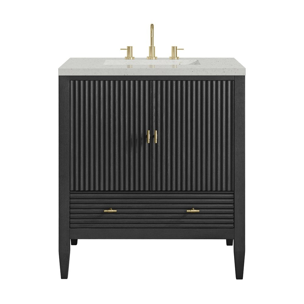 James Martin - Myrrin 30" Single Vanity, Carbon Oak w/ 3 CM Lime Delight Silestone Top - 485-V30-CBO-3LDL view 1