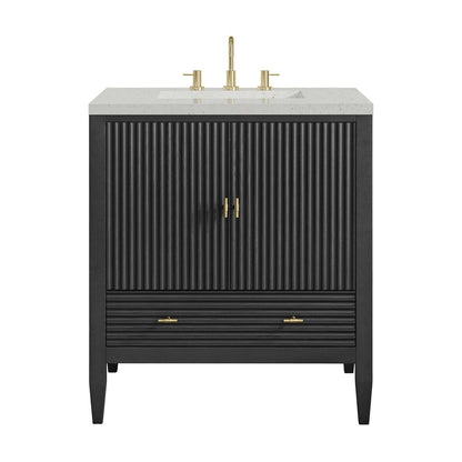 James Martin - Myrrin 30" Single Vanity, Carbon Oak w/ 3 CM Lime Delight Silestone Top - 485-V30-CBO-3LDL view 1