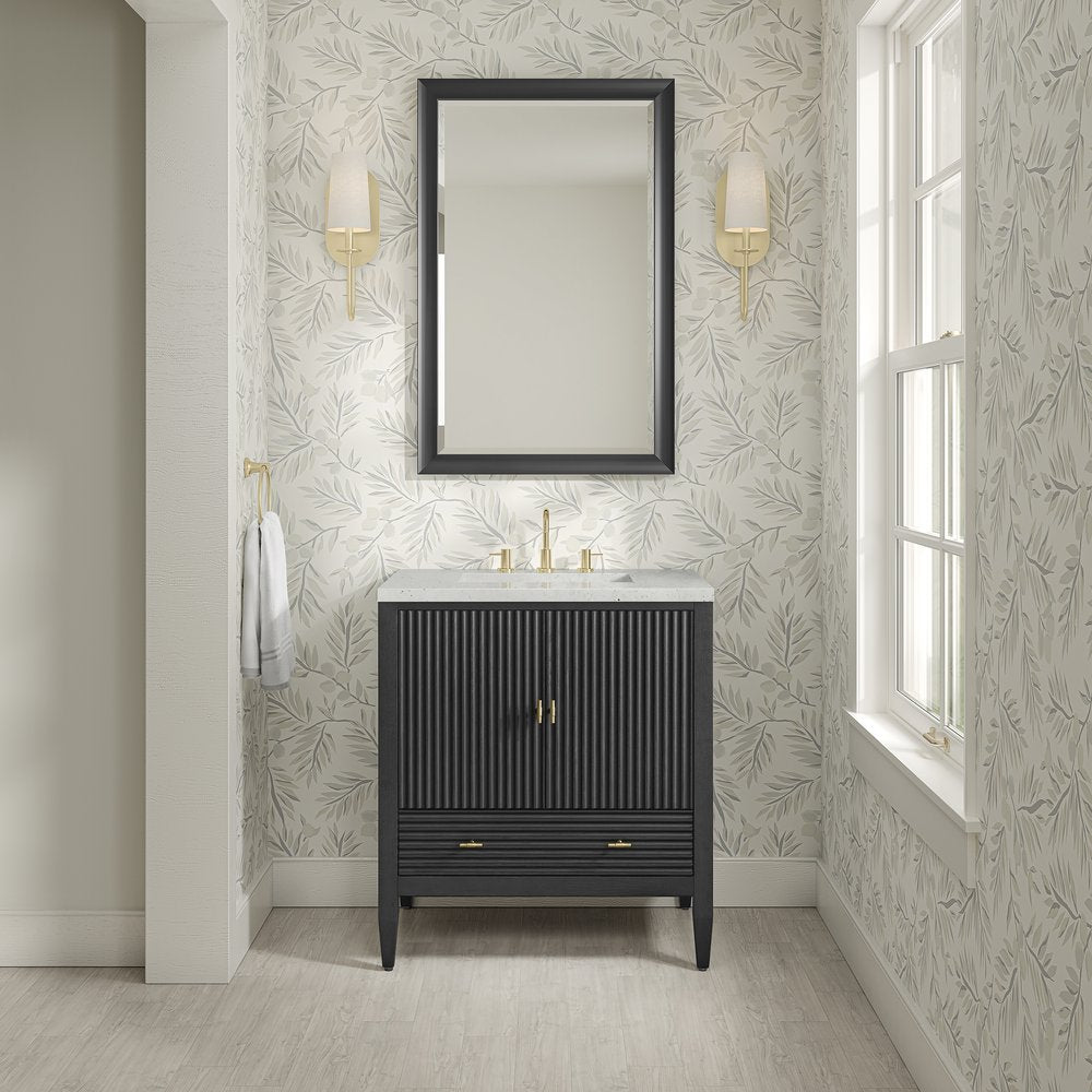 James Martin - Myrrin 30" Single Vanity, Carbon Oak w/ 3 CM Lime Delight Silestone Top - 485-V30-CBO-3LDL view 3