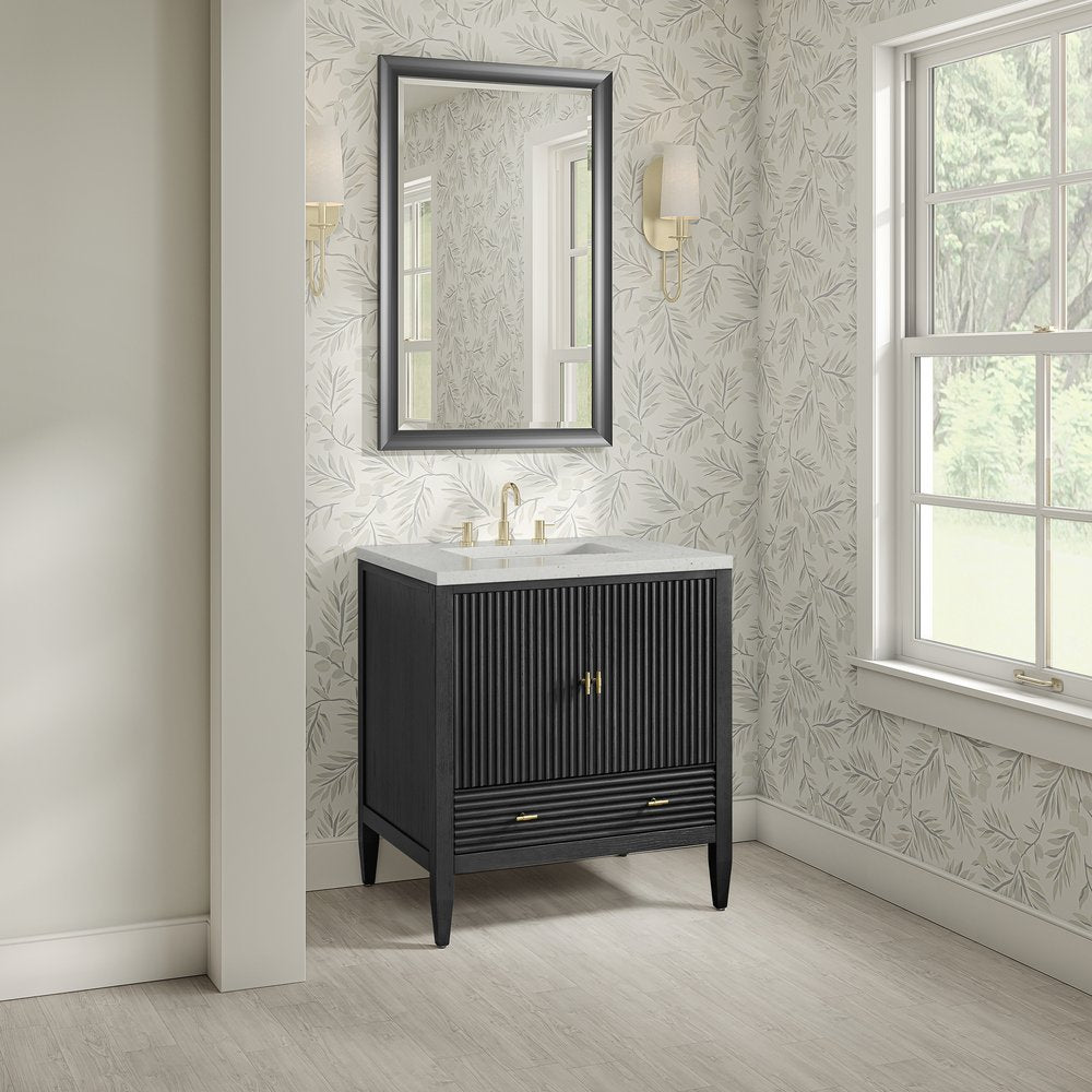 James Martin - Myrrin 30" Single Vanity, Carbon Oak w/ 3 CM Lime Delight Silestone Top - 485-V30-CBO-3LDL view 4