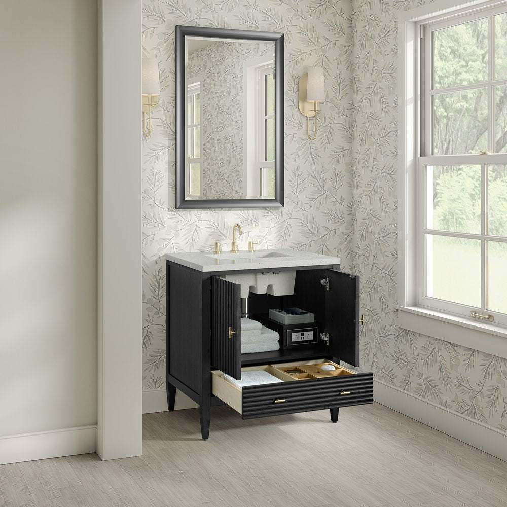 James Martin - Myrrin 30" Single Vanity, Carbon Oak w/ 3 CM Lime Delight Silestone Top - 485-V30-CBO-3LDL view 5