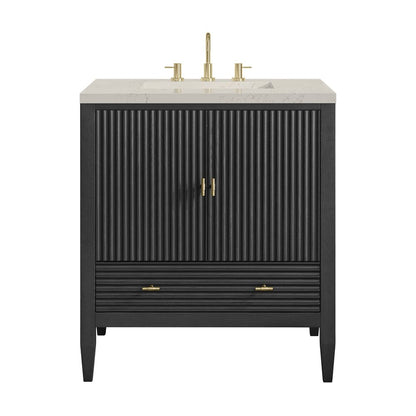 James Martin - Myrrin 30" Single Vanity, Carbon Oak w/ 3 CM Siberian Silestone Top - 485-V30-CBO-3SFR view 2