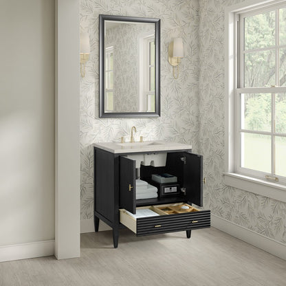 James Martin - Myrrin 30" Single Vanity, Carbon Oak w/ 3 CM Siberian Silestone Top - 485-V30-CBO-3SFR view 8