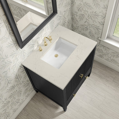 James Martin - Myrrin 30" Single Vanity, Carbon Oak w/ 3 CM Siberian Silestone Top - 485-V30-CBO-3SFR view 11