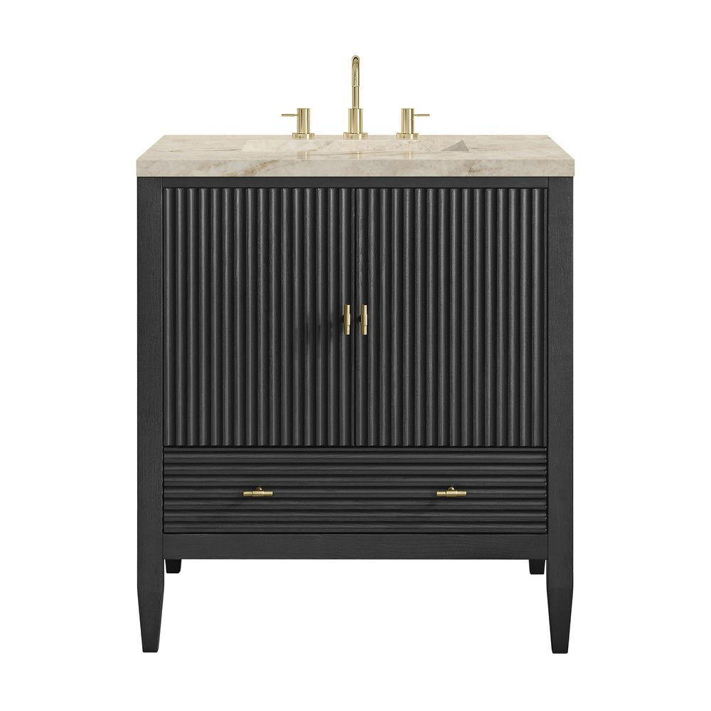 James Martin - Myrrin 30" Single Vanity, Carbon Oak w/ 3 CM Tajnar Eclos Top - 485-V30-CBO-3TJR view 2