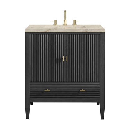 James Martin - Myrrin 30" Single Vanity, Carbon Oak w/ 3 CM Tajnar Eclos Top - 485-V30-CBO-3TJR view 2