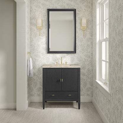 James Martin - Myrrin 30" Single Vanity, Carbon Oak w/ 3 CM Tajnar Eclos Top - 485-V30-CBO-3TJR view 4