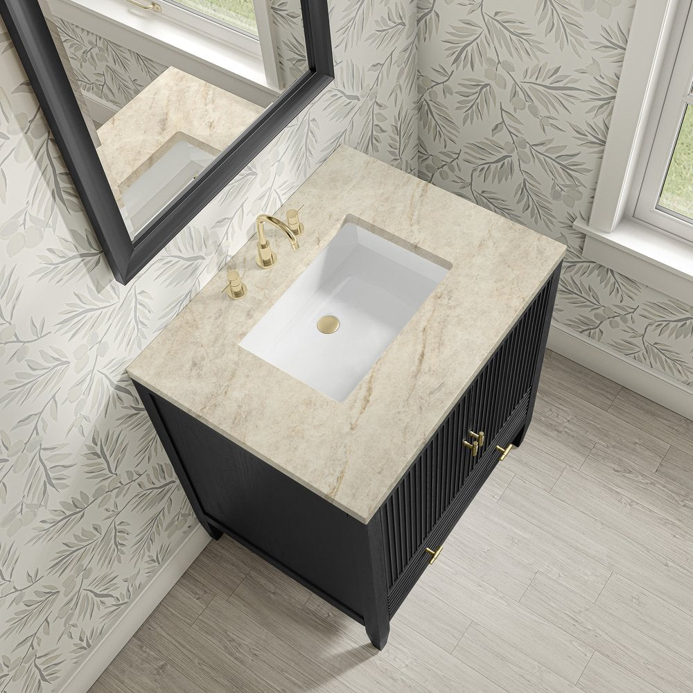 James Martin - Myrrin 30" Single Vanity, Carbon Oak w/ 3 CM Tajnar Eclos Top - 485-V30-CBO-3TJR view 11
