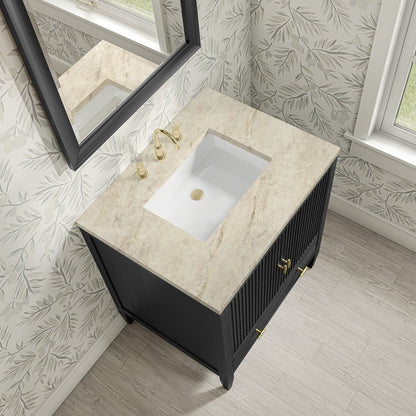 James Martin - Myrrin 30" Single Vanity, Carbon Oak w/ 3 CM Tajnar Eclos Top - 485-V30-CBO-3TJR view 11