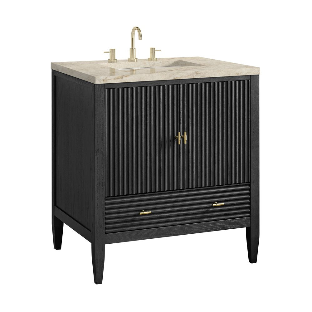 James Martin - Myrrin 30" Single Vanity, Carbon Oak w/ 3 CM Tajnar Eclos Top - 485-V30-CBO-3TJR view 14