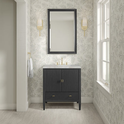 James Martin - Myrrin 30" Single Vanity, Carbon Oak w/ 3 CM Victorian Silver Silestone Top - 485-V30-CBO-3VSL view 3