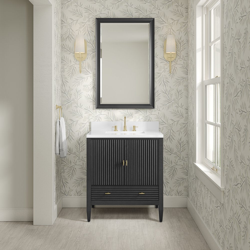 James Martin - Myrrin 30" Single Vanity, Carbon Oak w/ 3 CM White Zeus Silestone Top - 485-V30-CBO-3WZ view 6