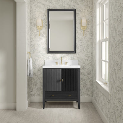 James Martin - Myrrin 30" Single Vanity, Carbon Oak w/ 3 CM White Zeus Silestone Top - 485-V30-CBO-3WZ view 6