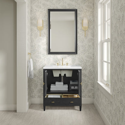 James Martin - Myrrin 30" Single Vanity, Carbon Oak w/ 3 CM White Zeus Silestone Top - 485-V30-CBO-3WZ view 9