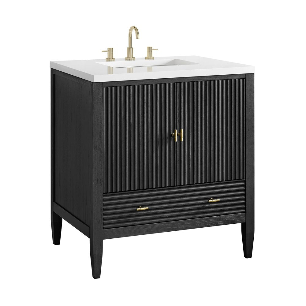James Martin - Myrrin 30" Single Vanity, Carbon Oak w/ 3 CM White Zeus Silestone Top - 485-V30-CBO-3WZ view 14