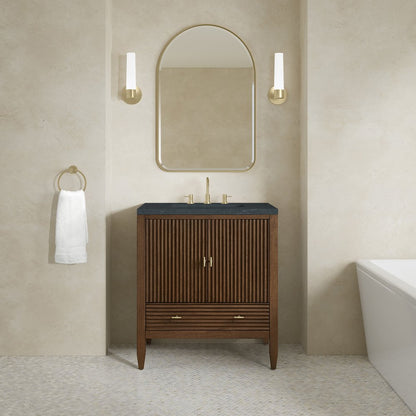 James Martin - Myrrin 30" Single Vanity, Mid-Century Walnut w/ 3 CM Charcoal Soapstone Silestone Top - 485-V30-WLT-3CSP view 3
