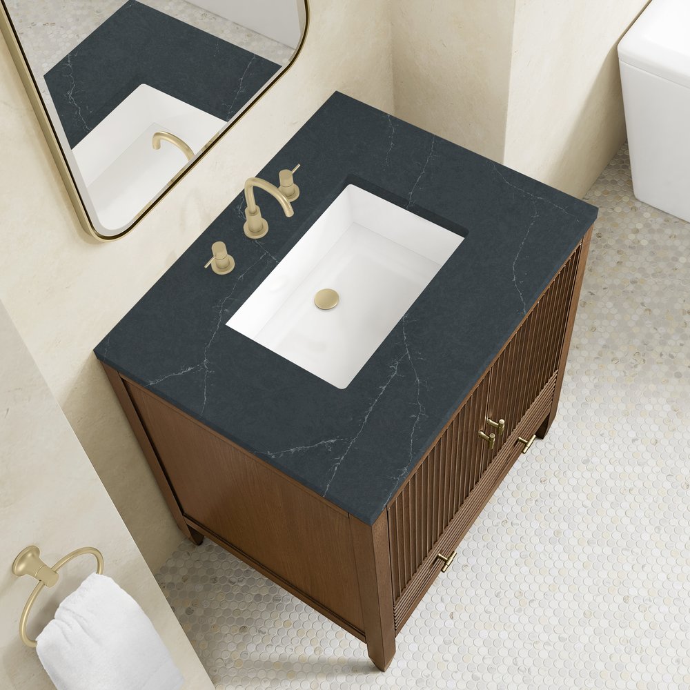 James Martin - Myrrin 30" Single Vanity, Mid-Century Walnut w/ 3 CM Charcoal Soapstone Silestone Top - 485-V30-WLT-3CSP view 7