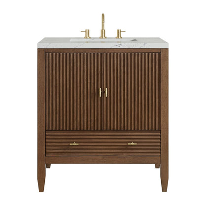 James Martin - Myrrin 30" Single Vanity, Mid-Century Walnut w/ 3 CM Ethereal Noctis Silestone Top - 485-V30-WLT-3ENC view 1