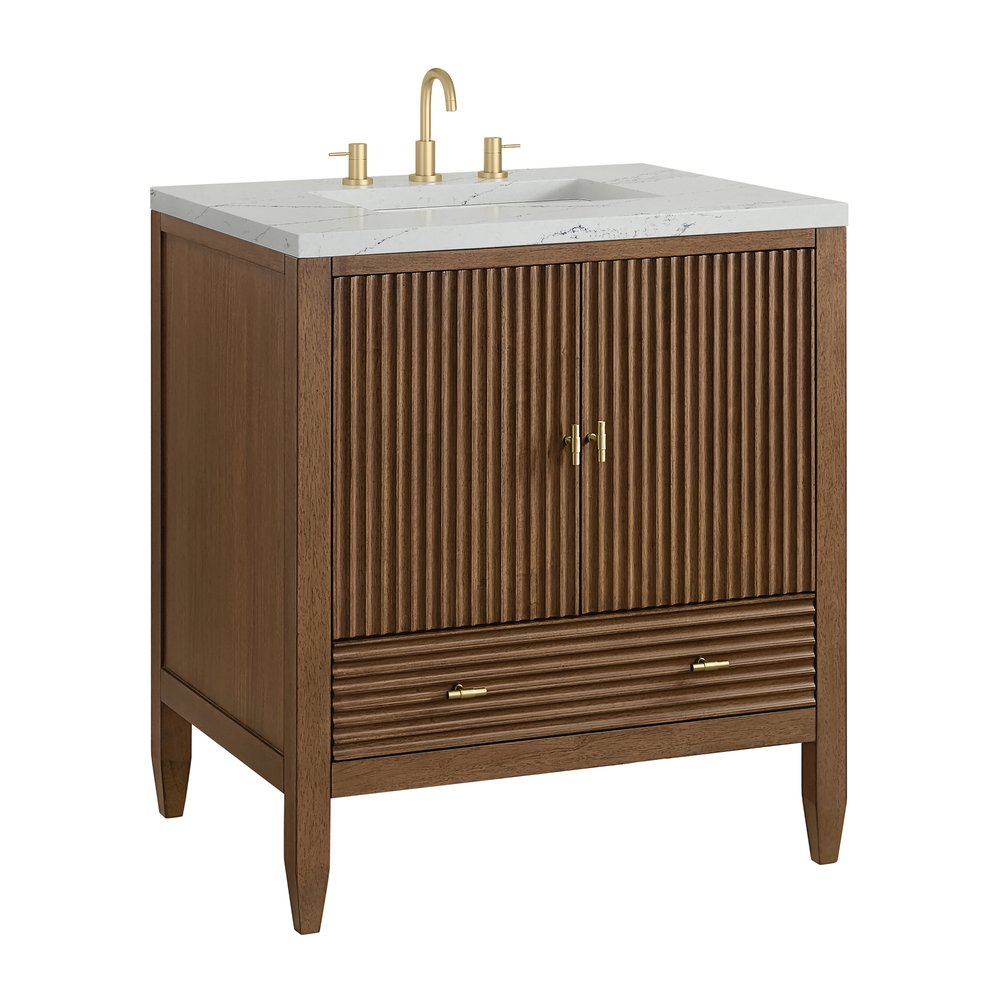 James Martin - Myrrin 30" Single Vanity, Mid-Century Walnut w/ 3 CM Ethereal Noctis Silestone Top - 485-V30-WLT-3ENC view 10